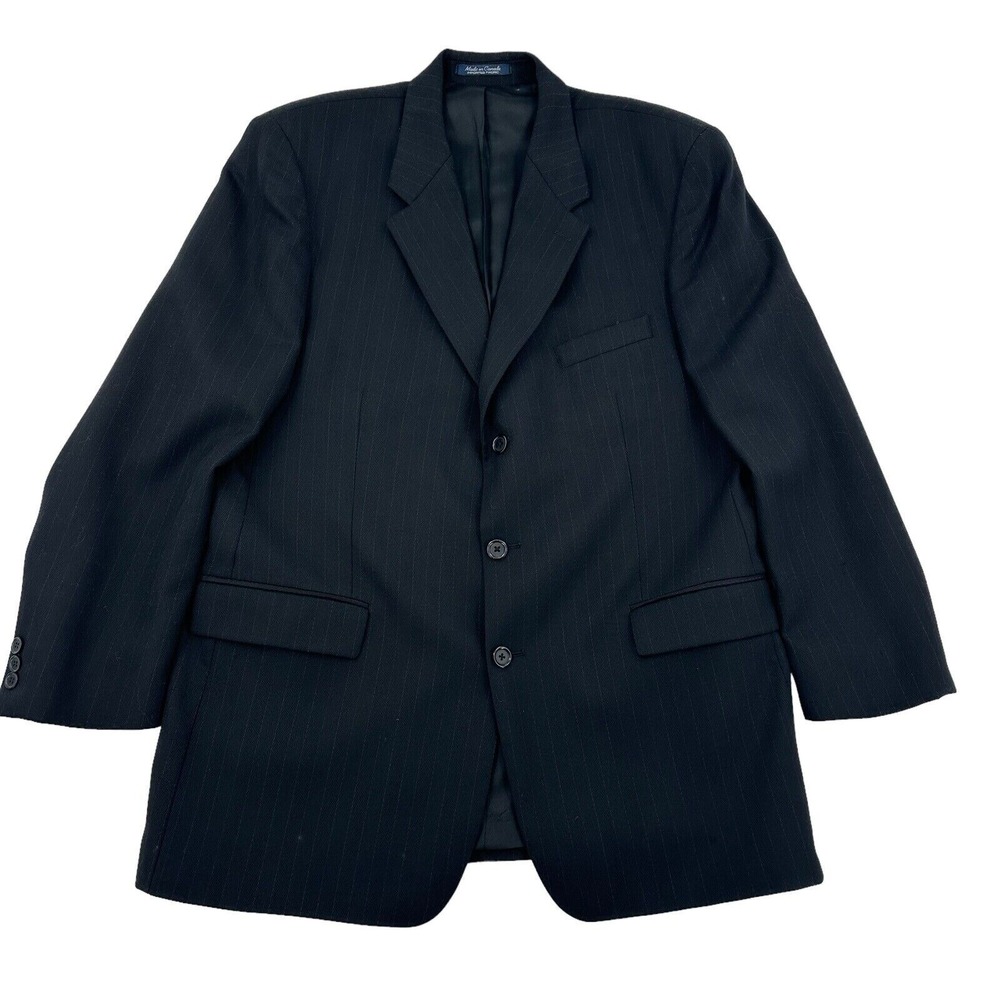 Joseph & Feiss Navy Blue Pinstripe 100% Wool Blazer Jacket Canada Mens Size 40T